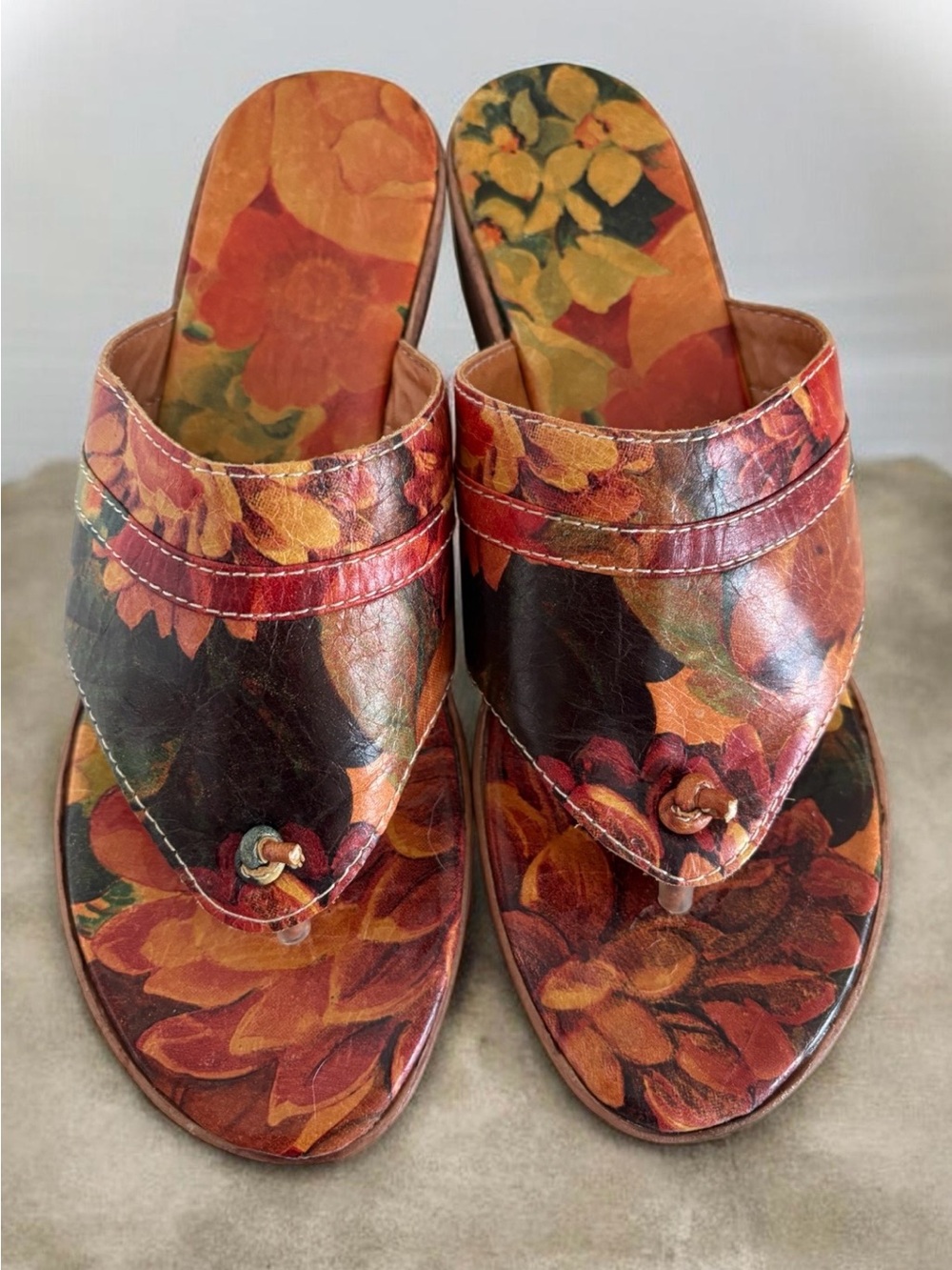 Floral Leather Slip-On Sandals - Women's Patricia Nash Inspired Size 40